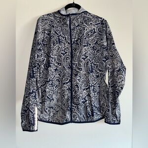 New Balance x J.Crew Navy Paisley Print Active Jacket Windbreaker Sz L